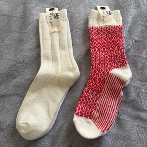 Free People Red and Cream Casual Socks